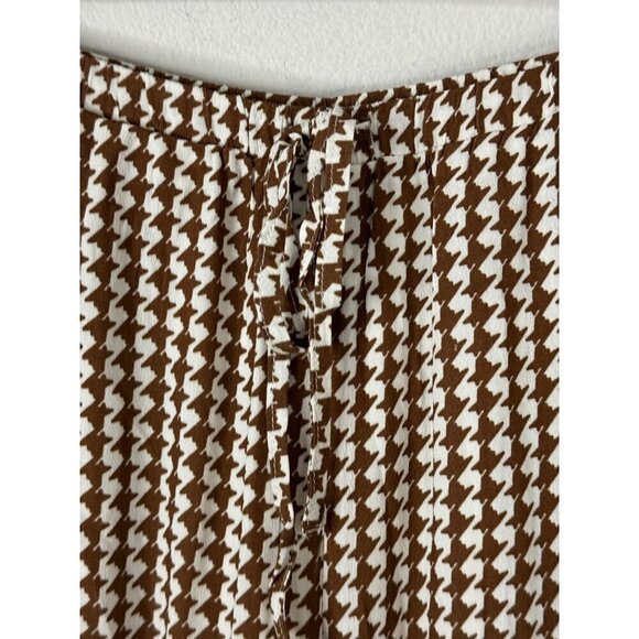 Charlie Day NEW Lola Pants Houndstooth Brown Cream Flare Leg Pull On Women Sz 4 - Picture 4 of 14